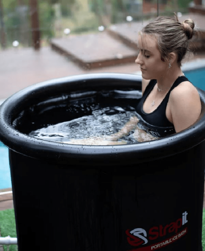 Strapit Portable Ice Bath Girl in Ice bath