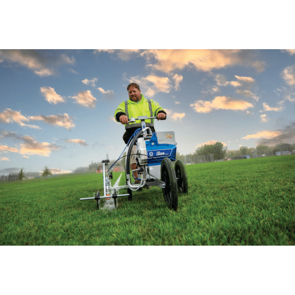 Graco S100 Fieldlazer In Use On Green Grass painting white lines