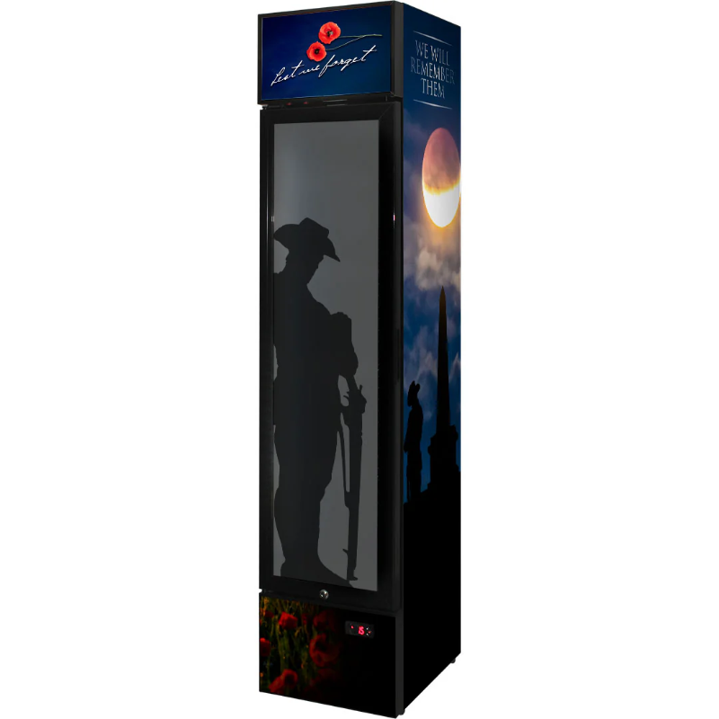 160L Schmick Upright Glass Door Fridge Lest we forget 1