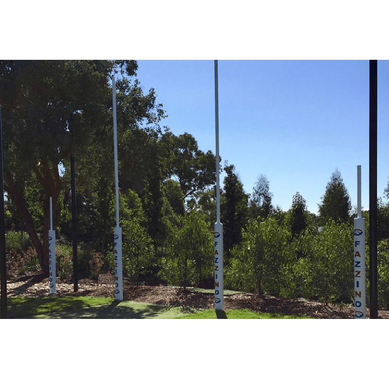 AFL Goal posts with padding in white