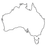Outline map of Australia on a white background