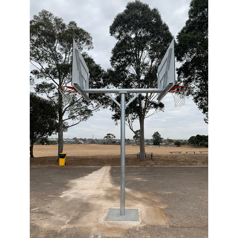 GO-GETTER Sports Double Basketball Tower looking through the middle of the 2