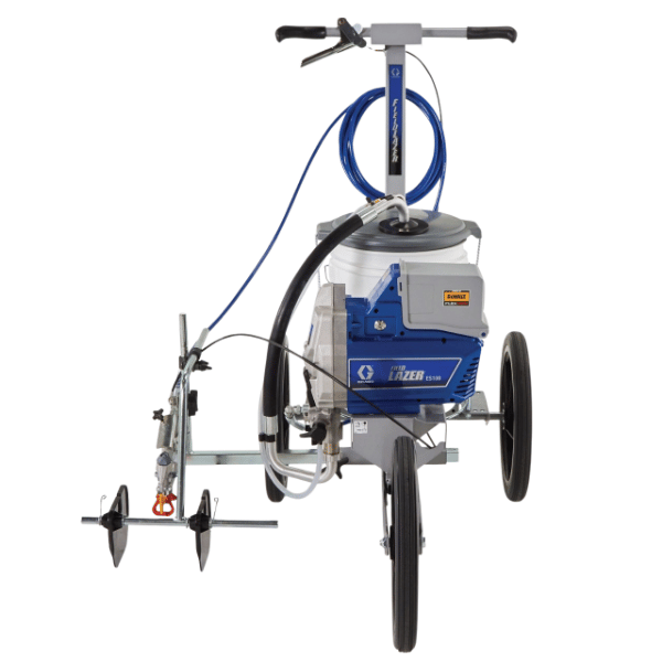 Graco Field Lazer ES100 Battery-Powered Airless Line Marker Front View Stock Photo In Blue White And Black