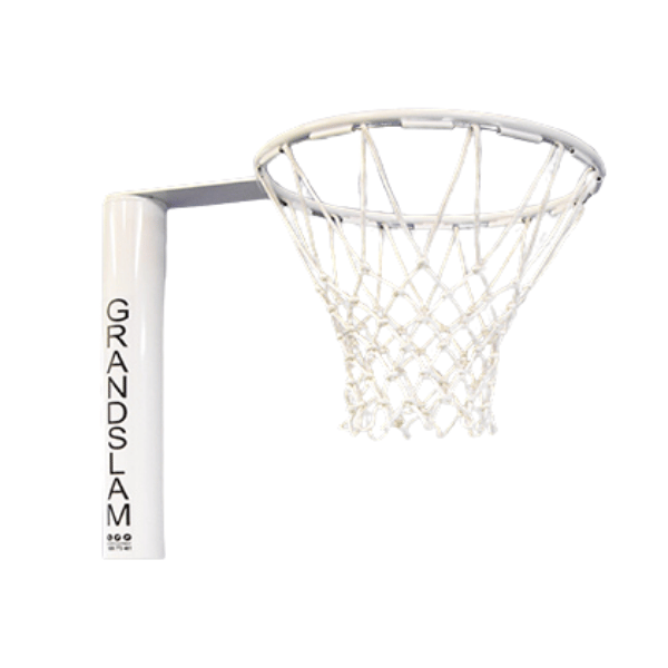 Grand Slam Fixed Netball Post with 'Grandslam' branding on a white background