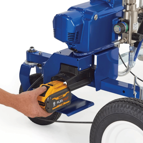 Changing Yellow and Black battery in the blue and white Line Lazer ES500 Battery-Powered Line Striper