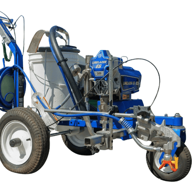 Line Lazer ES500 Battery-Powered Line Striper in blue and white side angled view
