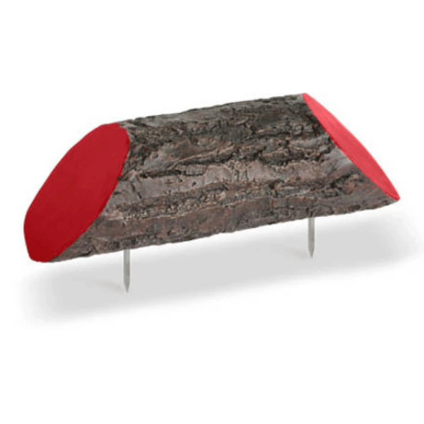 Golf tee resin Log with red ends on a white background