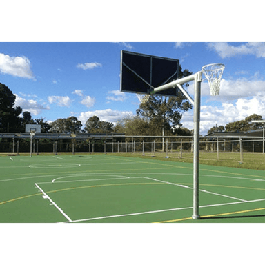 Reversible basketball and netball ring netball view