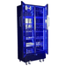 SchmickUprightClassyEnergyEfficient2DoorHeatedGlassBarFridgeBlueledfridgeemptandopen