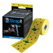 Strapit Kinesiology Tape – yellow tape roll with green AUSTRALIA design and packaging showing applied use and product info on white background.