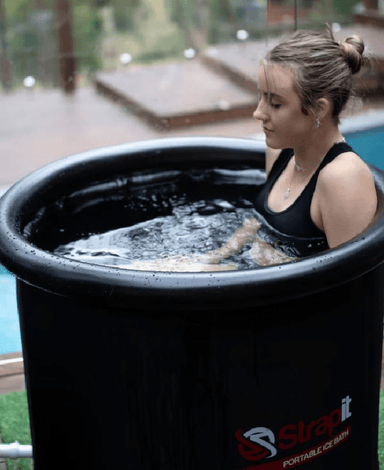 Strapit Portable Ice Bath Girl in Ice bath