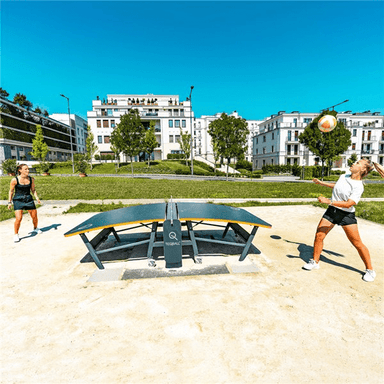 TEQ SMART TEQBall Table in use by 2 girls outside