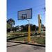 basketball ring with yellow  padded posts