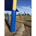 Playground with red and blue padded posts